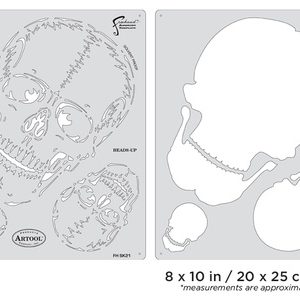 ARTOOL FH SK 21 SP Horror of Skullmaster Heads-Up (2 Stk.) Freihand Airbrush Schablonen von Craig Fraser (200401)