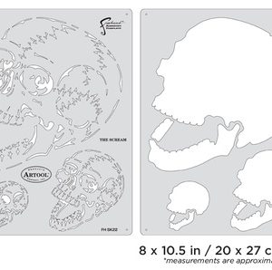 ARTOOL FH SK 22 SP Horror of Skullmaster The Scream (2 Stk.) Freihand Airbrush Schablonen von Craig Fraser (200402)