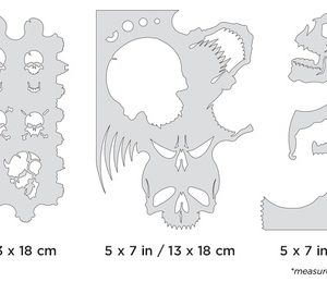 ARTOOL FH SK 4 MS  Skullmaster Mini Series Set (3 Stk.) Freihand Airbrush Schablonen von Craig Fraser (200416)