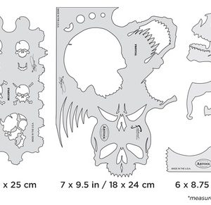ARTOOL FH SK 4 SP Skullmaster Set (3 Stk.) Freihand Airbrush Schablonen von Craig Fraser (200358)
